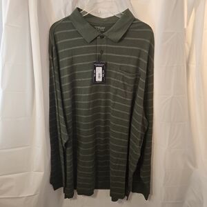 Roundtree & Yorke Mens 3XT Silky Finish Collection Long Sleeve Polo Green NWT